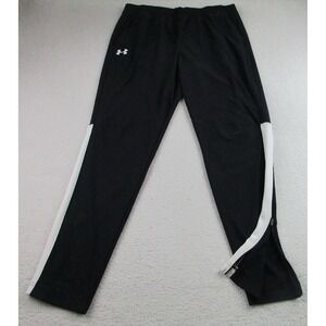 Under Armour Pants Mens XL‎ Black White Track Athletic Fitted Ankle Zip Tapered